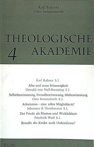 Bild des Verkufers fr Theologische Akademie Band 4. Braucht die Kirche noch Ordensleute? zum Verkauf von books4less (Versandantiquariat Petra Gros GmbH & Co. KG)