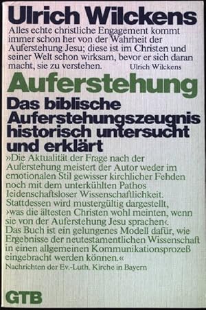 Bild des Verkufers fr Auferstehung : das biblische Auferstehungszeugnis historisch untersucht und erklrt. Gtersloher Taschenbcher GTB (Nr. 80) zum Verkauf von books4less (Versandantiquariat Petra Gros GmbH & Co. KG)