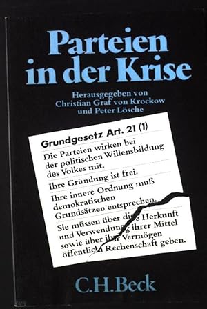 Bild des Verkufers fr Parteien in der Krise : das Parteiensystem in der Bundesrepublik und der Aufstand des Brgerwillens. Beck'sche schwarze Reihe ; Bd. 313 zum Verkauf von books4less (Versandantiquariat Petra Gros GmbH & Co. KG)