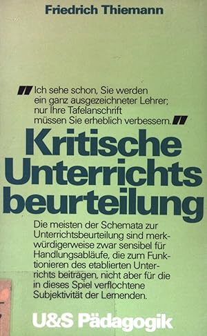 Seller image for Kritische Unterrichtsbeurteilung. U-&-S-Pdagogik for sale by books4less (Versandantiquariat Petra Gros GmbH & Co. KG)