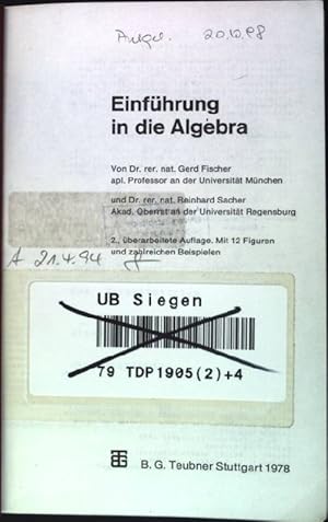 Imagen del vendedor de Einfhrung in die Algebra Teubner-Studienbcher : Mathematik a la venta por books4less (Versandantiquariat Petra Gros GmbH & Co. KG)