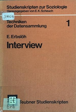 Seller image for Techniken der Datensammlung 1: Interview (Nr. 31) Studienskripten zur Soziologie for sale by books4less (Versandantiquariat Petra Gros GmbH & Co. KG)
