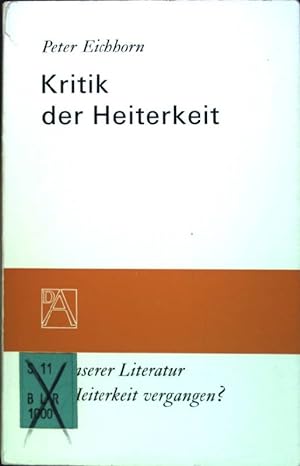 Bild des Verkufers fr Kritik der Heiterkeit zum Verkauf von books4less (Versandantiquariat Petra Gros GmbH & Co. KG)