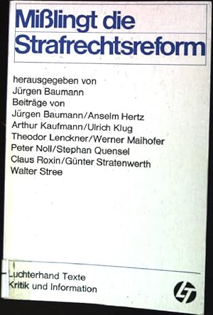 Seller image for Misslingt die Strafrechtsreform? for sale by books4less (Versandantiquariat Petra Gros GmbH & Co. KG)