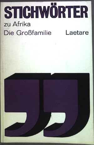 Seller image for Die Grossfamilie : Eine afrikan. Gesellschaftstheorie. (Nr. 6) for sale by books4less (Versandantiquariat Petra Gros GmbH & Co. KG)