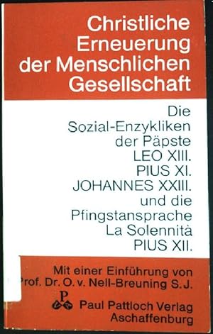 Imagen del vendedor de Christliche Erneuerung der Menschlichen Gesellschaft a la venta por books4less (Versandantiquariat Petra Gros GmbH & Co. KG)