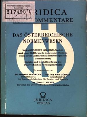 Bild des Verkufers fr Das sterreichische Normenwesen zum Verkauf von books4less (Versandantiquariat Petra Gros GmbH & Co. KG)