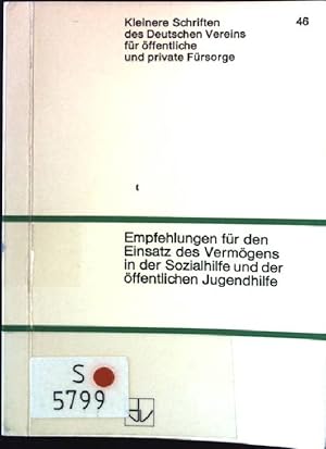 Bild des Verkufers fr Empfehlungen fr den Einsatz des Vermgens in der Sozialhilfe und der ffentlichen Jugendhilfe. Kleine Schriften des Deutschen Vereins fr ffentliche und private Frsorge - Heft 45. zum Verkauf von books4less (Versandantiquariat Petra Gros GmbH & Co. KG)