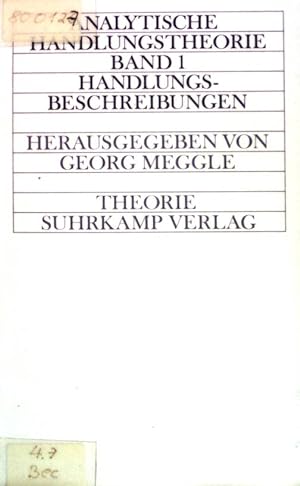 Imagen del vendedor de Analytische Handlungstheorie. Bd. 1. Handlungsbeschreibungen. a la venta por books4less (Versandantiquariat Petra Gros GmbH & Co. KG)