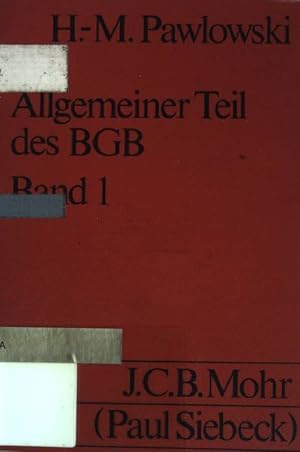 Bild des Verkufers fr Allgemeiner Teil des BGB. Band I. (Nr. 175) UTB. zum Verkauf von books4less (Versandantiquariat Petra Gros GmbH & Co. KG)