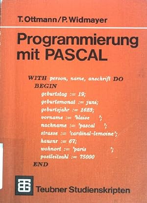 Bild des Verkufers fr Programmierung mit PASCAL. (Nr. 84) Teubner-Studienskripten zum Verkauf von books4less (Versandantiquariat Petra Gros GmbH & Co. KG)