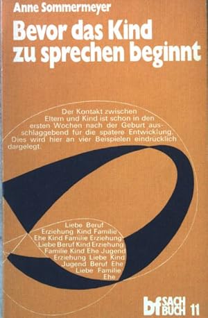 Bild des Verkufers fr Bevor das Kind zu sprechen beginnt : die vorsprachl. Entwicklung d. Kleinkindes an 4 Beisp. bf-Sachbuch ; (Nr 11) zum Verkauf von books4less (Versandantiquariat Petra Gros GmbH & Co. KG)