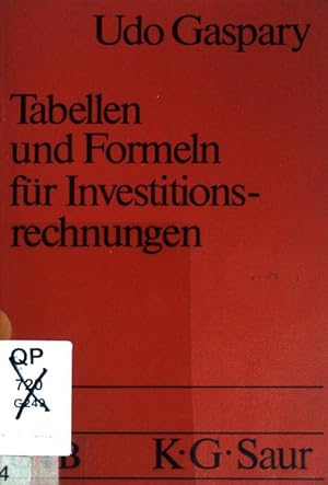Seller image for Tabellen und Formeln fr Investitionsrechnungen : mit Erl. u. Beispielen. Uni-Taschenbcher ; (Nr 891) for sale by books4less (Versandantiquariat Petra Gros GmbH & Co. KG)