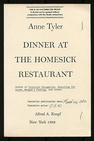 Bild des Verkufers fr Dinner at the Homesick Restaurant zum Verkauf von Between the Covers-Rare Books, Inc. ABAA
