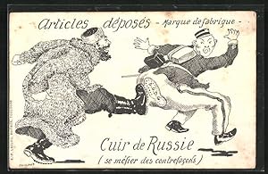 Image du vendeur pour Ansichtskarte Articles déposés, Marque de farbique, Cuir de Russie mis en vente par Bartko-Reher