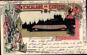 Bild des Verkufers fr Ansichtskarte / Postkarte Genve Genf Stadt, Escalade 1602  1902, Rstung, Waffen zum Verkauf von akpool GmbH