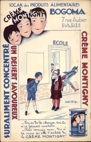 Künstler Ansichtskarte / Postkarte Creme Montigny, Soc. An. des Produits Alimentaires Bogoma