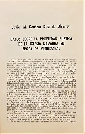 Datos sobre la propiedad rústica de la Iglesia Navarra en época de Mendizábal. (Separata).