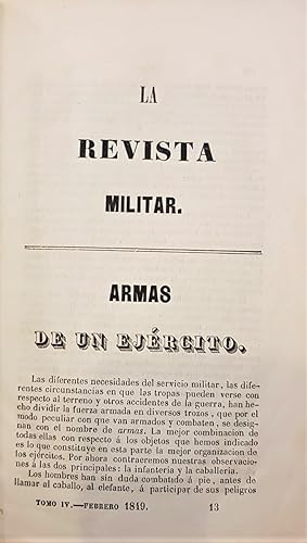 La revista militar. Armas de un ejército. Tomo IV. Febrero 1849.