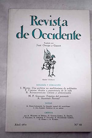 Seller image for Revista de Occidente, Ao 1970, n 85:: Hacia una poltica no malthusiana de poblacin; Accin y experiencia de la vida; Ciencia y alimentacin; Farrael; Trptico del porvenir for sale by Alcan Libros