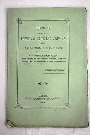 Imagen del vendedor de Discurso acerca de la preservacin de las viruelas a la venta por Alcan Libros