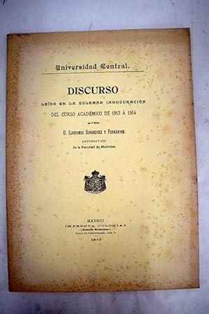 Imagen del vendedor de Discurso ledo en la solemne inauguracin del curso acadmico de 1913 a 1914 a la venta por Alcan Libros