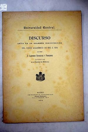 Bild des Verkufers fr Discurso ledo en la solemne inauguracin del curso acadmico de 1913 a 1914 zum Verkauf von Alcan Libros