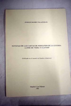 Seller image for Noticias de las cartas de Fernando de la Guerra a Jos de Viera y Clavijo for sale by Alcan Libros