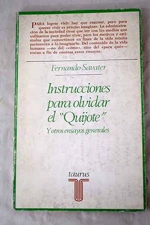 Imagen del vendedor de Instrucciones para olvidar el Quijote y otros ensayos generales a la venta por Alcaná Libros