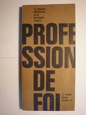 Bild des Verkufers fr Profession de foi du vicaire savoyard zum Verkauf von Librera Antonio Azorn