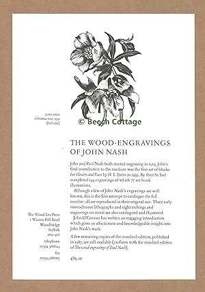 Imagen del vendedor de The Wood-Engravings of Paul Nash and The Wood-Engravings of John Nash (Prospectus) a la venta por The Bookshop at Beech Cottage