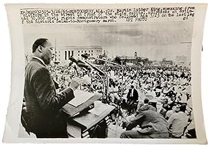 Original Photo of Martin Luther King Speaking to a Large Crowd of Protesters After the Selma to M...