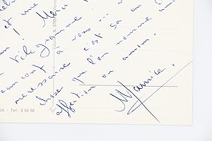 Carte postale autographe signée adressée au poète Jean Ott