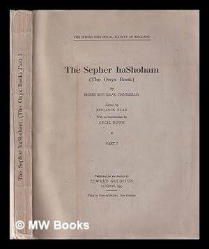 Seller image for The Sepher haShoham: (the onyx book). Part 1 / by Moses ben Isaac Hanessiah; edited by Benjamin Klar; with an introduction by Cecil Roth for sale by MW Books