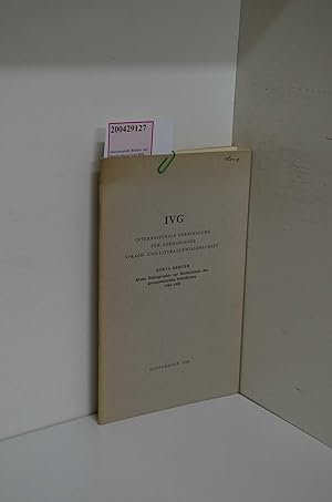 Seller image for IVG (Internationale Vereinigung fr Germanische Sprach- und Literaturwissenschaft). Kleine Bibliographie zur Bcherkunde des germanischen Schrifttums 1945-1958 for sale by ralfs-buecherkiste