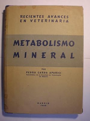 Imagen del vendedor de Recientes avances en veterinaria Tomo V. Metabolismo Mineral a la venta por Librera Antonio Azorn