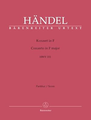 Bild des Verkufers fr Konzert F-Dur HWV 331. Partitur, Urtextausgabe. B RENREITER URTEXT : Bärenreiter Urtext zum Verkauf von AHA-BUCH