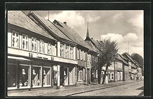 Ansichtskarte Boizenburg an der Elbe, Häuserfront in der Karl-Marx-Strasse