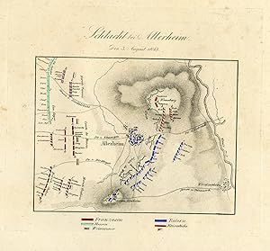 Antique Map-BATTLE OF ALLERHEIM-30 YEARS' WAR-GERMANY-von Rothenburg-1837