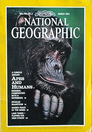 Immagine del venditore per National geographic 1992 March: a curious kinship apes and humans venduto da Shore Books