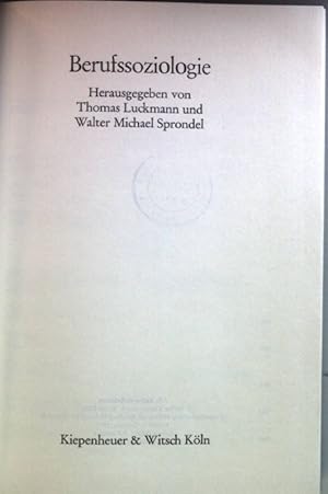 Imagen del vendedor de Berufssoziologie. Neue wissenschaftliche Bibliothek ; 55 : Soziologie a la venta por books4less (Versandantiquariat Petra Gros GmbH & Co. KG)