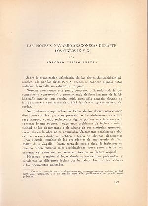 Imagen del vendedor de LAS DIOCESIS NAVARRO-ARAGONESAS DURANTE LOS SIGLOS IX Y X (EXTRAIDO ORIGINAL DEL AO 1954, ESTUDIO COMPLETO TEXTO INTEGRO) a la venta por Libreria 7 Soles
