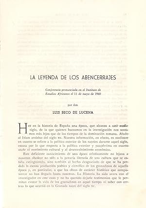 Immagine del venditore per LA LEYENDA DE LOS ABENCERRAJES (EXTRAIDO ORIGINAL DEL AO 1951 ESTUDIO COMPLETO TEXTO INTEGRO, AFRICA) venduto da Libreria 7 Soles
