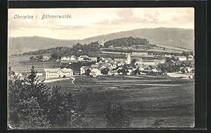 Ansichtskarte Oberplan, Totalansicht gegen Hügellandschaft