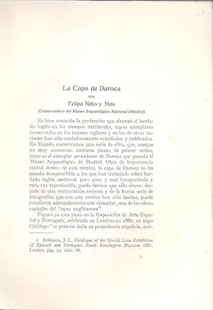 Seller image for LA CAPA DE DAROCA - MUSEO ARQUEOLOGICO NACIONAL - (EXTRAIDO ORIGINAL DEL AO 1935, ESTUDIO COMPLETO TEXTO INTEGRO) for sale by Libreria 7 Soles