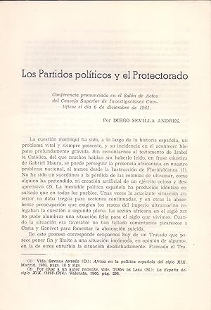 Bild des Verkufers fr LOS PARTIDOS POLITICOS Y EL PROTECTORADO, MARRUECOS (EXTRAIDO ORIGINAL DEL AO 1963, ESTUDIO COMPLETO TEXTO INTEGRO, AFRICA) zum Verkauf von Libreria 7 Soles