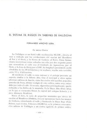 Image du vendeur pour EL SISTEMA DE RIEGO EN TABARNES DE VALLDIGNA - VALENCIA - (EXTRAIDO ORIGINAL DEL AO 1968, ESTUDIO COMPLETO TEXTO INTEGRO) mis en vente par Libreria 7 Soles