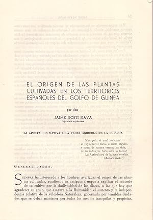 Seller image for EL ORIGEN DE LAS PLANTAS CULTIVADAS EN LOS TERRITORIOS ESPAOLES DEL GOLFO DE GUINEA (EXTRAIDO ORIGINAL DEL AO 1951 ESTUDIO COMPLETO TEXTO INTEGRO, AFRICA) for sale by Libreria 7 Soles