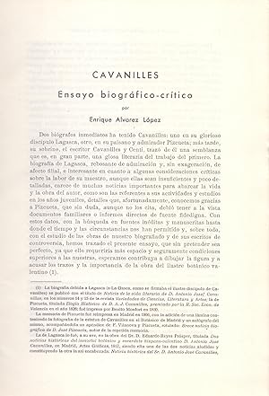 Seller image for CAVANILLES, ENSAYO BIOGRAFICO-CRITICO (EXTRAIDO ORIGINAL DEL AO 1945, ESTUDIO COMPLETO TEXTO INTEGRO) for sale by Libreria 7 Soles