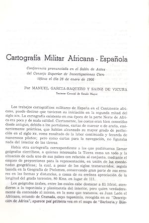 Seller image for CARTOGRAFIA MILITAR AFRICANA - ESPAOLA (EXTRAIDO ORIGINAL DEL AO 1966, ESTUDIO COMPLETO TEXTO INTEGRO, AFRICA) for sale by Libreria 7 Soles